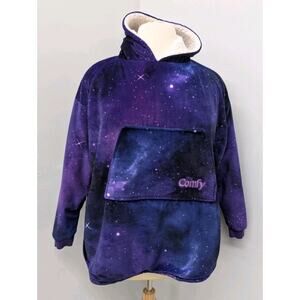The Comfy Wearable Blanket Hoodie Galaxy Space Purple Sherpa Lined One Size
